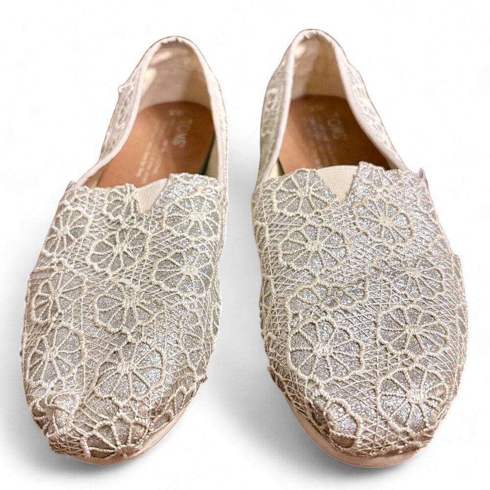 TOMS Floral Crochet Glitter Slip-On Shoes - Picture 7 of 9
